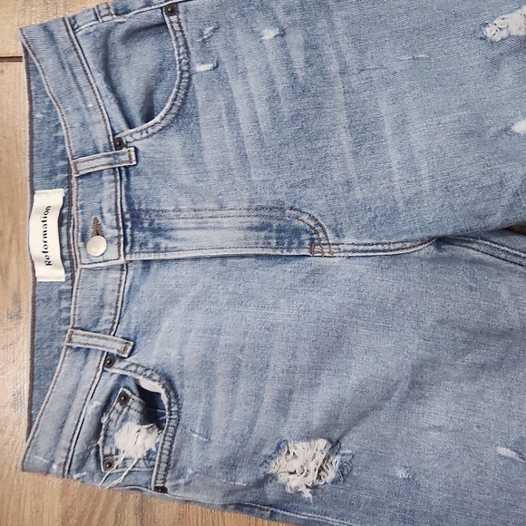 Reformation Julia Ankle Straight Leg Light Jean‎ Distressed Knee Size 27 - Picture 5 of 9